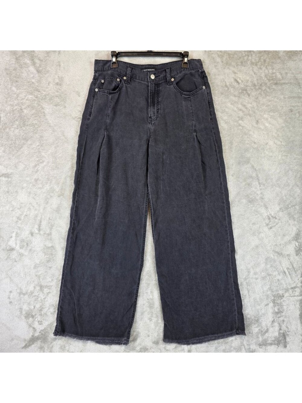 Lucky Brand Palazzo Wide Leg Jeans Womens 10 Gray Charcoal Wash High Rise Denim